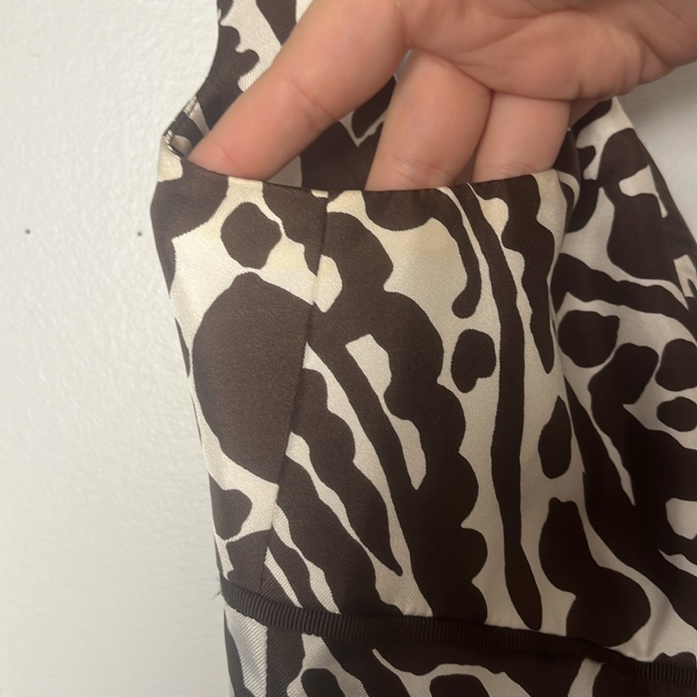 Vintage Milly NY brown and white abrstract silk empire waist dress size 6 - Picture 10 of 11